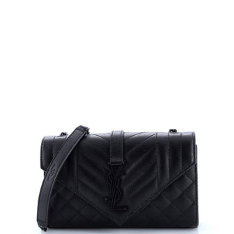 Saint Laurent Classic Monogram Envelope Satchel Mixed Matelasse Leather Small