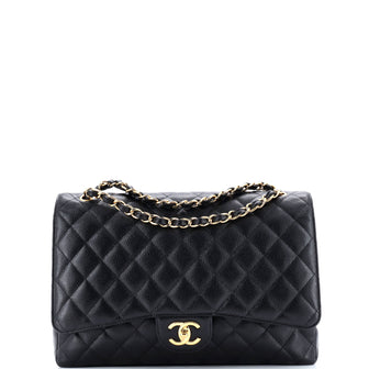 Chanel Classic Double Flap Bag Quilted Caviar Maxi