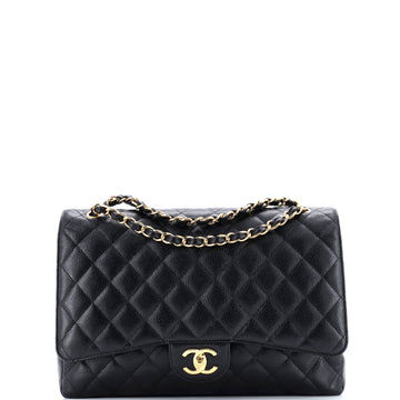 Chanel Classic Double Flap Bag Quilted Caviar Maxi