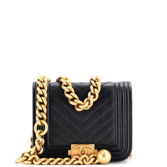 Chanel Boy Flap Chain Belt Bag Chevron Caviar