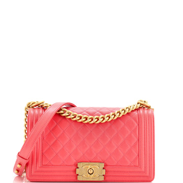 Chanel Boy Flap Bag Quilted Caviar Old Medium