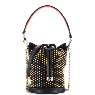 Christian Louboutin Marie Jane Bucket Bag Studded Satin and Leather
