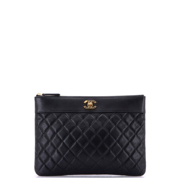 Chanel Mademoiselle Vintage O Case Clutch Quilted Sheepskin Medium