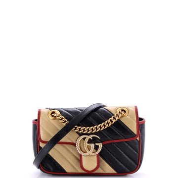 Gucci GG Marmont Flap Bag Diagonal Quilted Leather Mini