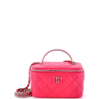 Chanel CC Top Handle Vanity Case with Chain Quilted Lambskin with Enamel Small