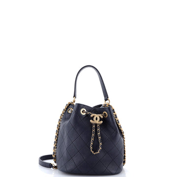 Chanel Fashion Therapy Drawstring Bucket Bag Quilted Caviar Small
