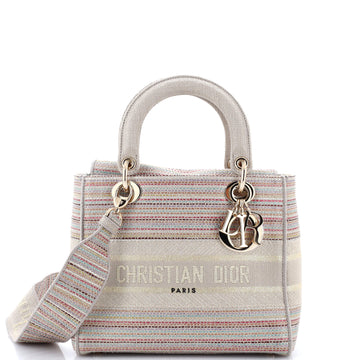 Christian Dior Lady D-Lite Bag Embroidered Canvas Medium