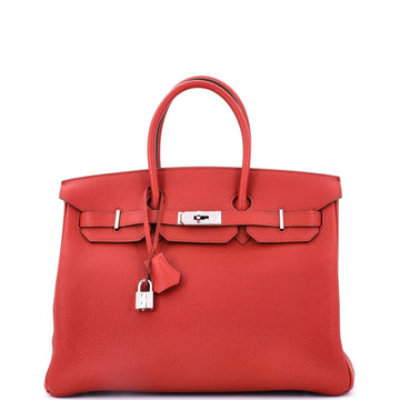 Hermes Birkin Handbag Red Togo with Palladium Hardware 35