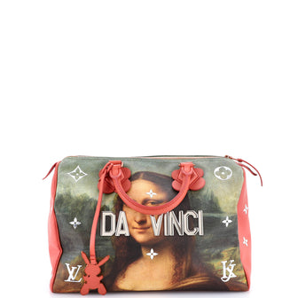 Louis Vuitton Speedy Handbag Limited Edition Jeff Koons Da Vinci Print Canvas 30