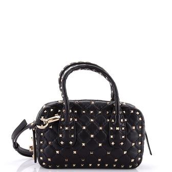 Valentino Garavani Convertible Rockstud Spike Bowler Bag Quilted Leather Small