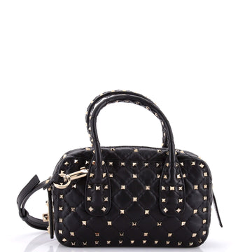 Valentino Garavani Convertible Rockstud Spike Bowler Bag Quilted Leather Small