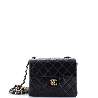 Chanel Vintage Square Classic Single Flap Bag Quilted Lambskin Mini