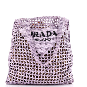 Prada Triangle Logo Open Tote Raffia