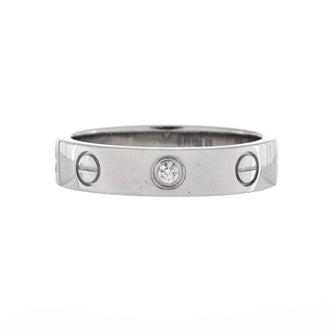Cartier Love Wedding Band 1 Diamond Ring 18K White Gold with Diamond