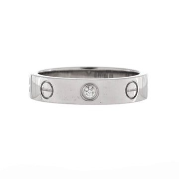 Cartier Love Wedding Band 1 Diamond Ring 18K White Gold with Diamond