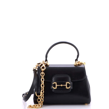 Gucci Horsebit 1955 Top Handle Flap Bag Leather Mini