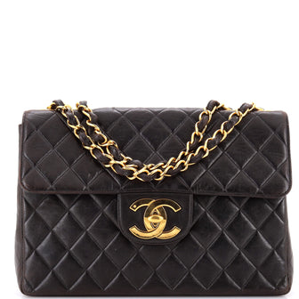 Chanel Vintage Classic Single Flap Bag Quilted Lambskin Jumbo