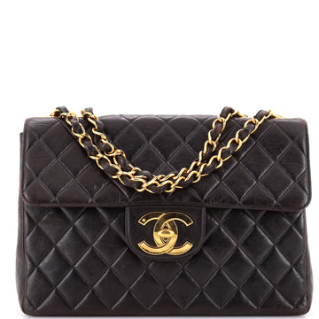 Chanel Vintage Classic Single Flap Bag Quilted Lambskin Jumbo