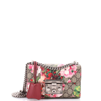 Gucci Padlock Shoulder Bag Blooms Print GG Coated Canvas Small