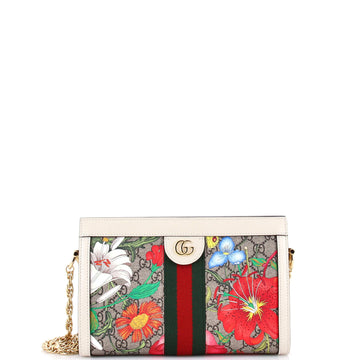 Gucci Ophidia Chain Shoulder Bag Flora GG Coated Canvas Small