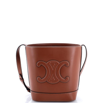 Celine Cuir Triomphe Bucket Bag Leather Small