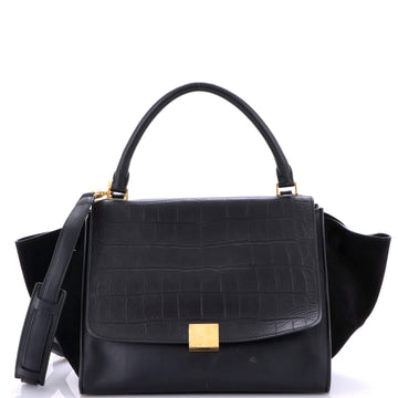 Celine Trapeze Bag Crocodile Embossed Leather Medium