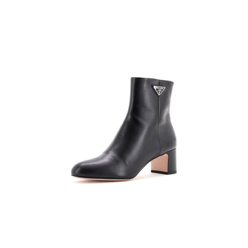 Prada Women's Triangle Logo Ankle Boots Leather