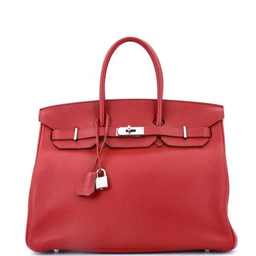 Hermes Birkin Handbag Red Togo with Palladium Hardware 35