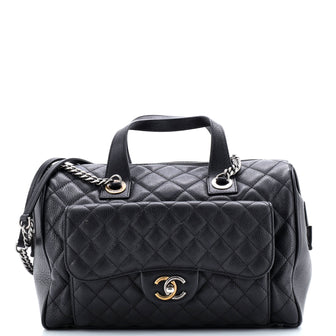 Chanel Casual Pocket Bowling Bag Quilted Goatskin Medium
