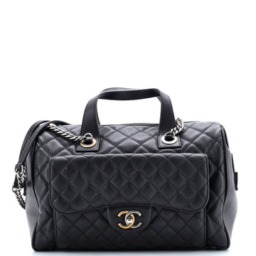 Chanel Casual Pocket Bowling Bag Quilted Goatskin Medium