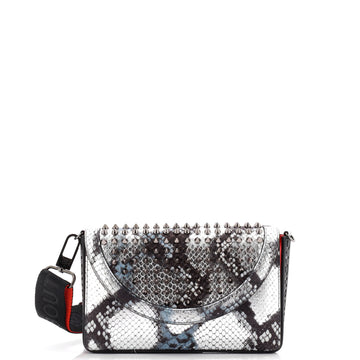 Christian Louboutin Explorafunk Wallet On Chain Spiked Python Embossed Leather
