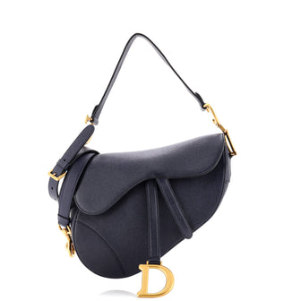 Christian Dior Saddle Handbag with Strap Leather Medium