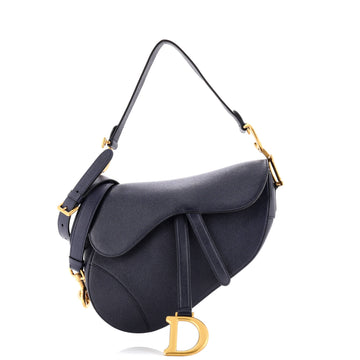 Christian Dior Saddle Handbag with Strap Leather Medium