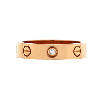 Cartier Love Wedding Band 1 Diamond Ring 18K Rose Gold with Diamond