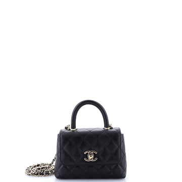 Chanel Coco Top Handle Bag Quilted Caviar Extra Mini