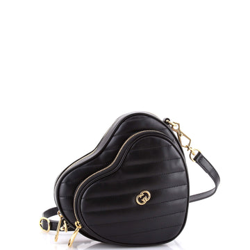 Gucci Interlocking G Heart Shoulder Bag Diagonal Quilted Leather Mini