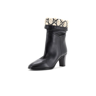 Gucci Women's CC Fold Down Boots Leather and Shearling