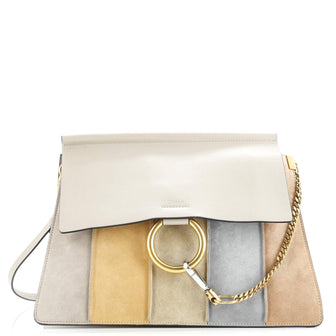 Chloe Faye Shoulder Bag Stitched Suede and Leather Medium