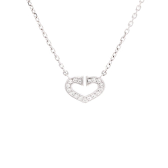 Cartier C Heart de Cartier Pendant Necklace 18K White Gold with Pave Diamonds