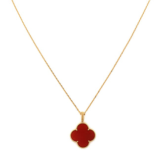 Van Cleef & Arpels Magic Alhambra Pendant Long Necklace 18K Yellow Gold and Carnelian