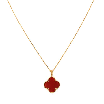 Van Cleef & Arpels Magic Alhambra Pendant Long Necklace 18K Yellow Gold and Carnelian