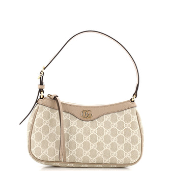 Gucci Ophidia Zip Pochette Shoulder Bag GG Coated Canvas with Leather Small