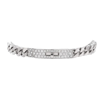 Hermes Kelly Gourmette Bracelet 18K White Gold and Pave Diamonds Very Small