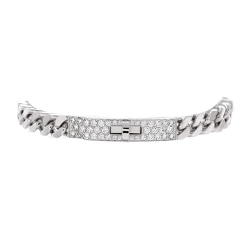 Hermes Kelly Gourmette Bracelet 18K White Gold and Pave Diamonds Very Small