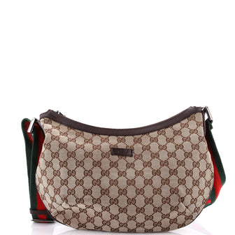 Gucci Saddle Zip Messenger Bag GG Canvas with Leather Medium