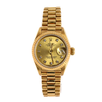 Rolex Oyster Perpetual President Datejust Automatic Watch Yellow Gold with Diamond Markers 26