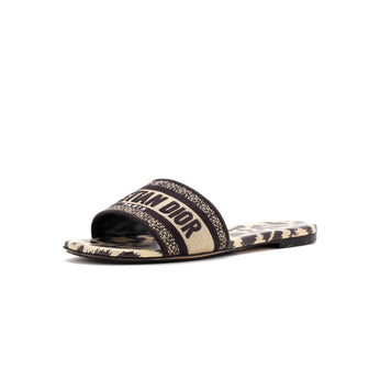 Christian Dior Women's Dway Flat Sandals Embroidered Canvas