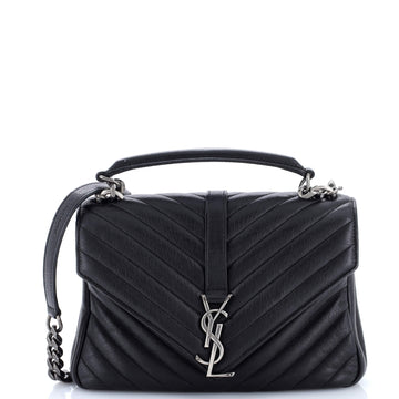 Saint Laurent Classic Monogram College Bag Matelasse Chevron Leather Medium