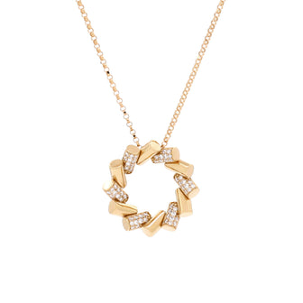 Roberto Coin Domino Circle Pendant Necklace 18K Yellow Gold with Diamonds Small