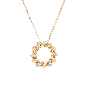 Roberto Coin Domino Circle Pendant Necklace 18K Yellow Gold with Diamonds Small